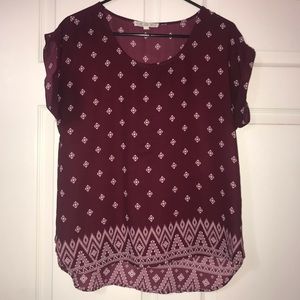 2 FOR $7 Super cute maroon and white blouse